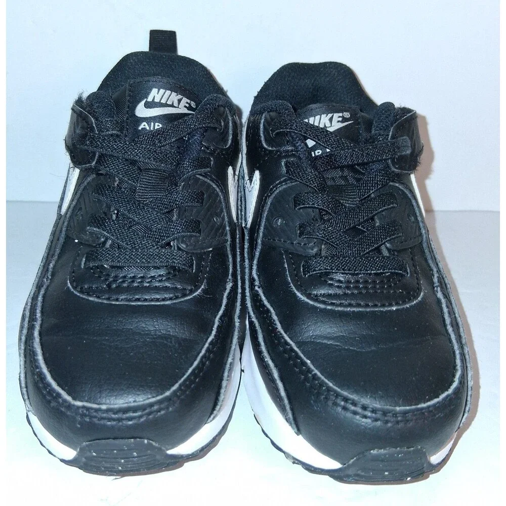 Nike Air Max CD6868-010 Black Leather Lace Up Shoes Boys US 9C